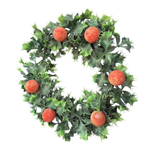 Plastic Christmas Fruit Wreath VTG Holly Holiday Door Decor Santa Mistletoe READ - Picture 1 of 7